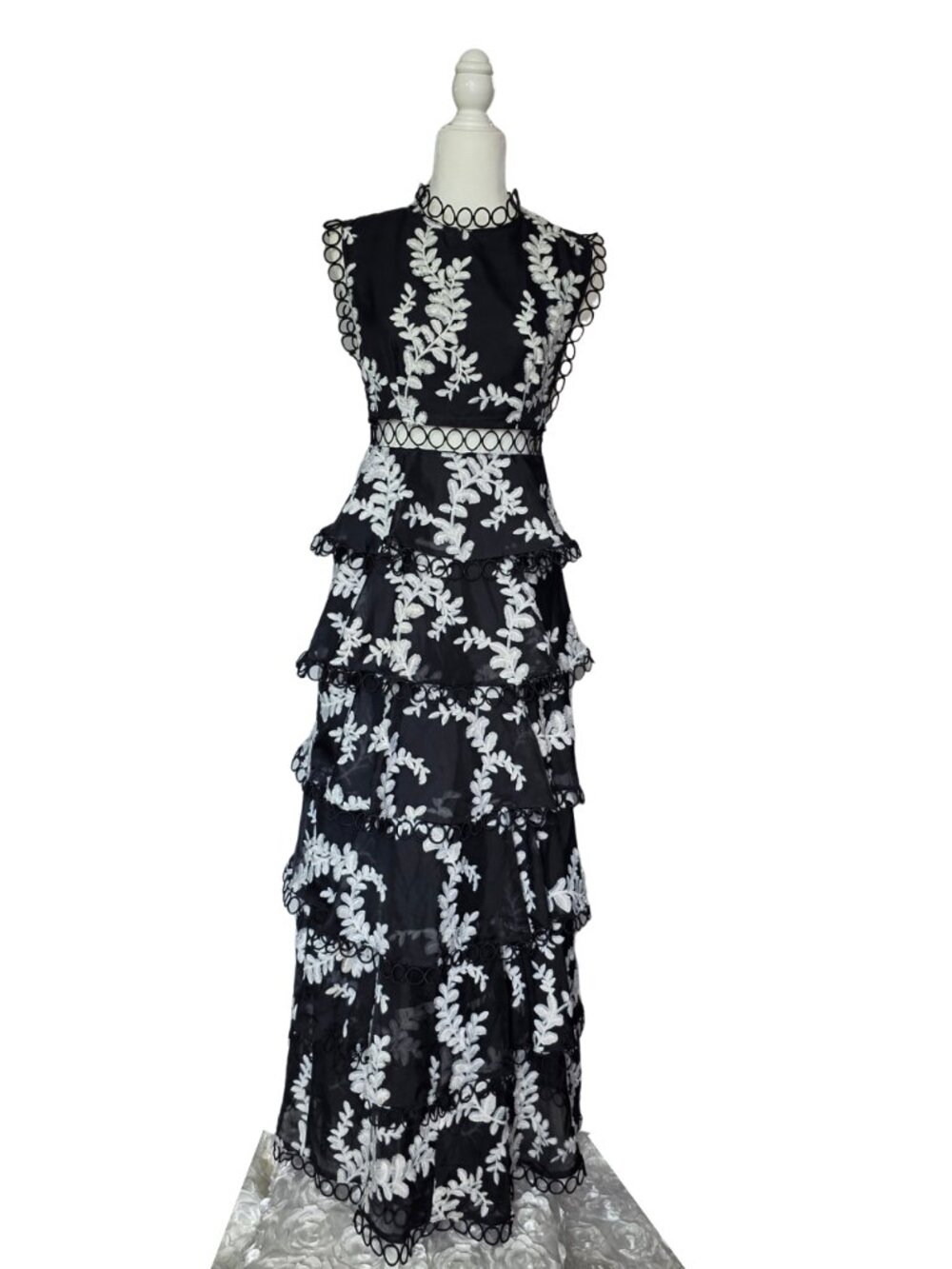L'ATISTE  Black Tiered hollowed out Maxi Dress